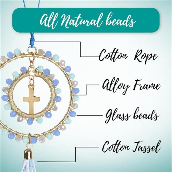 Crystal cross car mirror hanging suncatcher rearview charm keychain bag accessor - Picture 3 of 8